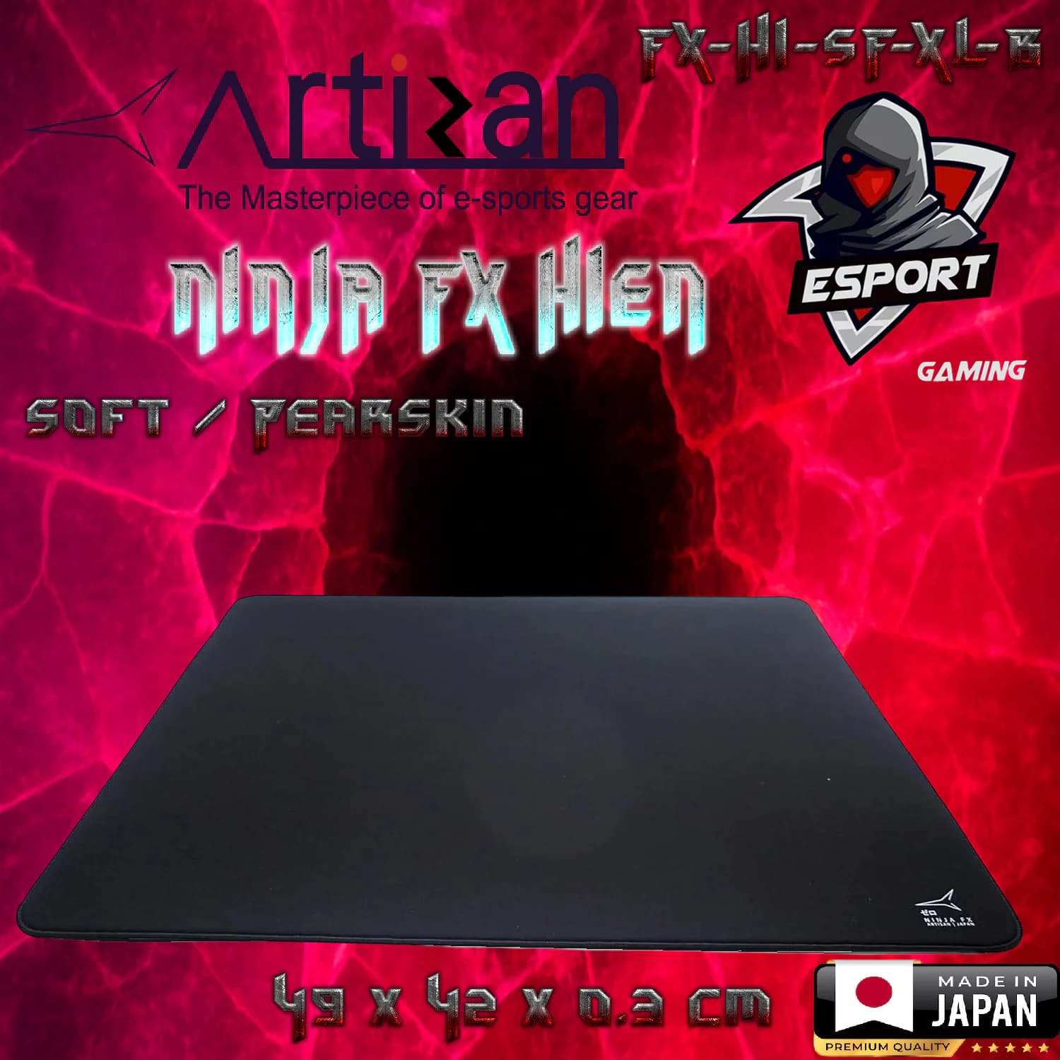 ARTISAN NINJA FX HIEN Soft XL Mousepad Black FX-HI-SF-XL-B With Pearskin Texture, High-End Esports Optimized Satin Glide,...