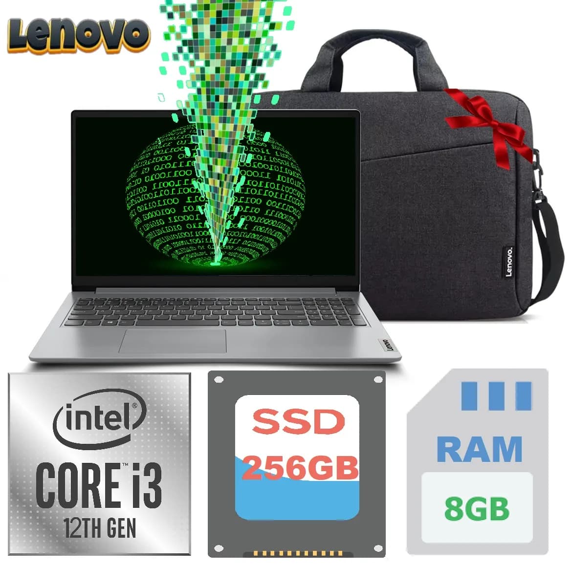 Lenovo IdeaPad 1 15IAU7 Intel Core i3-1215U up to 4.4GHz | 8 GB RAM DDR4-3200,256GB SSD NVMe | 15.6 Inch FHD 220nits Anti-glare