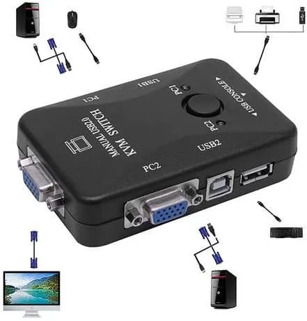 KVM Switch Video Mouse Keyboard Monitor 2 PORTS (AK-00037)