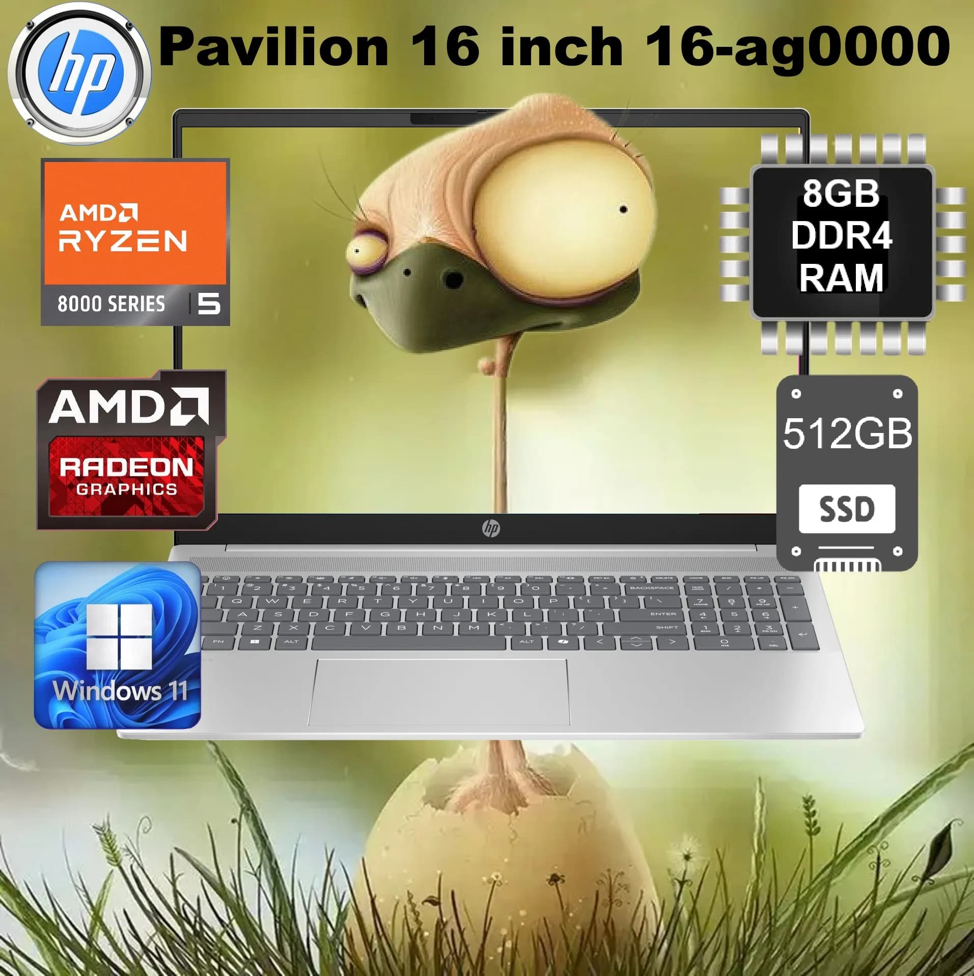 HP Pavilion 16-ag0000 AMD Ryzen 5 8540U | 8GB DDR5 RAM; 512GB SSD NVMe | 16 inch WUXGA IPS Display
