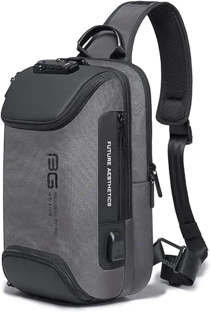 EZ EXP033 SLING BAG: Lightweight Polyester, Anti-Theft Lock, USB Port, Adjustable Strap, Hidden Pockets