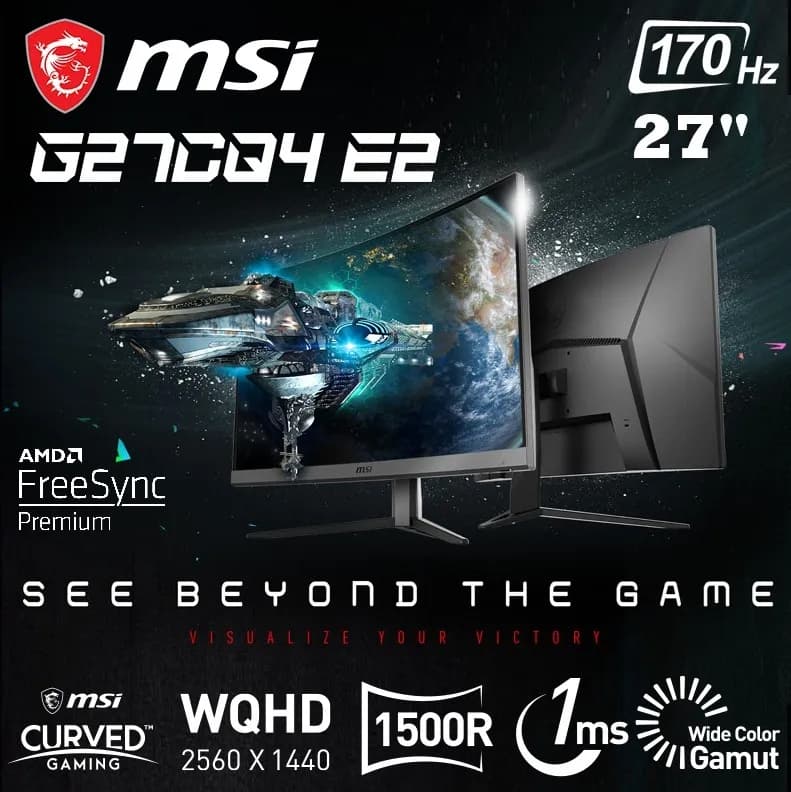 MSI G27CQ4 E2 27″ WQHD 170Hz Curved Gaming Monitor