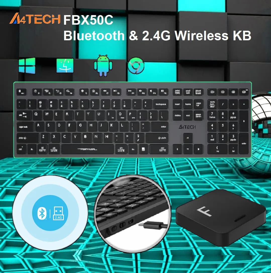 A4TECH FBX50C Bluetooth & 2.4G Wireless KB Dual Connectivity