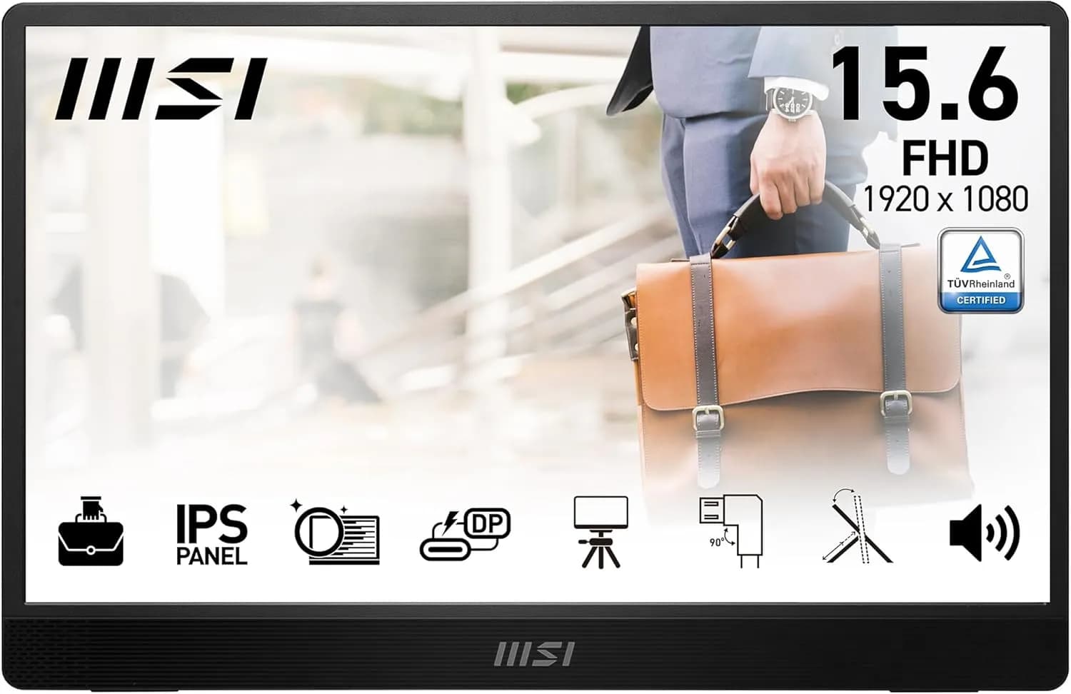 MSI PRO MP161 E2U 15.6″ Eye Care UltraSlim Ergonomic Business Portable Monitor, FHD 1920×1080, IPS, 60Hz, Ergo Kickstand, HDMI...