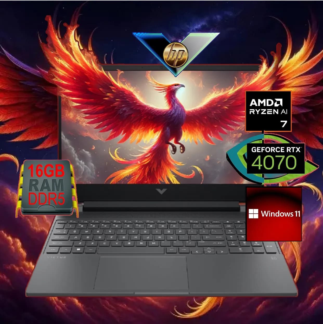 HP Victus 16-s1023dx AMD Ryzen 7 8845HS | 16GB DDR5 RAM; 512GB SSD | RTX 4070, 8GB | 16.1 inch FHD IPS Display 144Hz