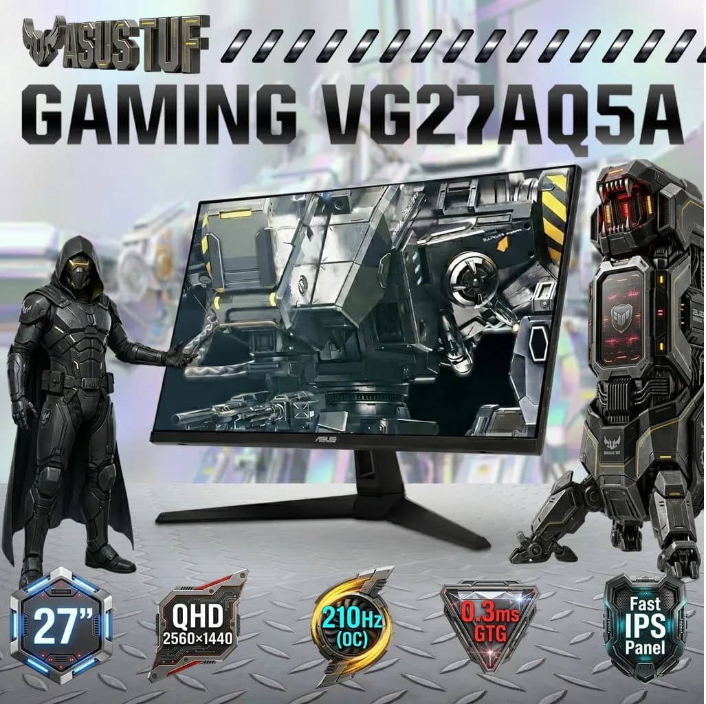 ASUS TUF Gaming VG27AQ5A 27-Inch QHD 210Hz (OC) Fast IPS Gaming Monitor With 0.3ms GTG, ELMB Sync, FreeSync Premium, HDR10, 95%...