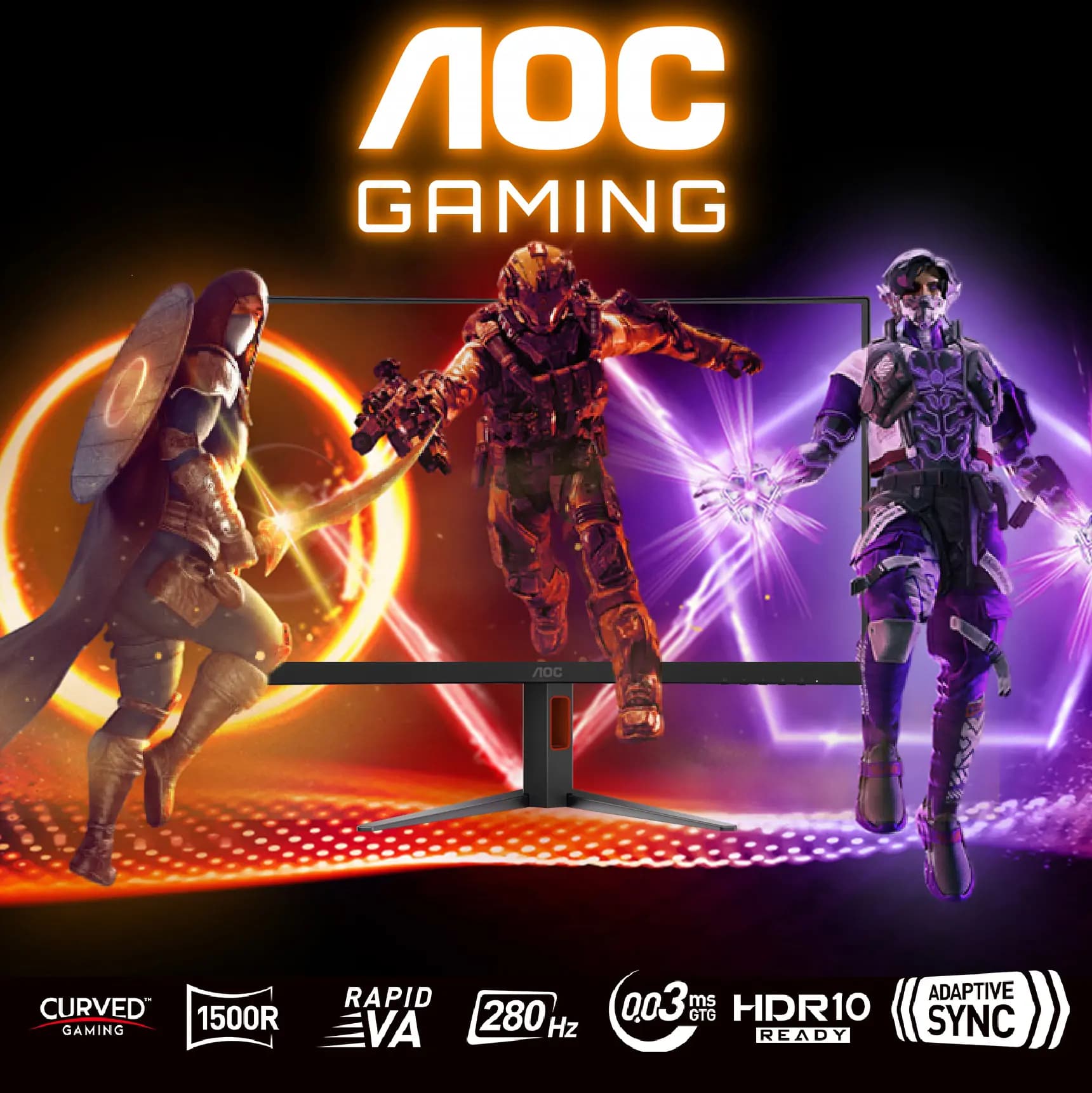 AOC C27G4Z 27″ 280Hz FHD (1500R) Curved Gaming Monitor, 0.3ms Response Time, HDR10, Adaptive Sync, Frameless Design, Custom...