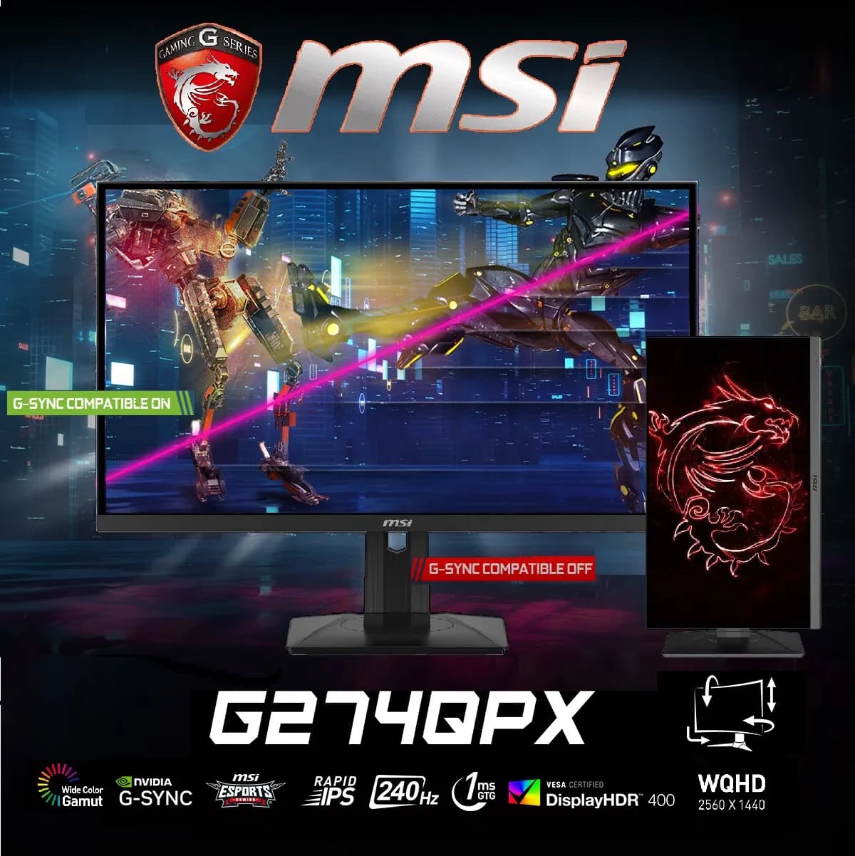 MSI G274QPX 27 Inch 240Hz WQHD IPS 1ms Gaming Monitor