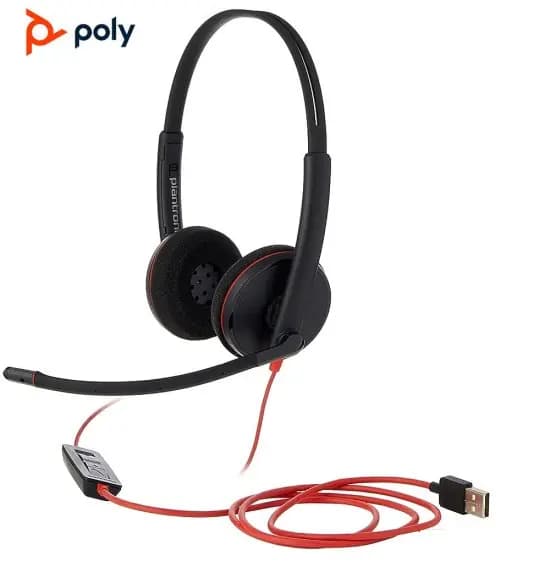 POLY Blackwire C3220 Stereo USB-A/C Headset | Noise-Canceling Mic | Inline Controls | Cushions | PC/Mac Compatible
