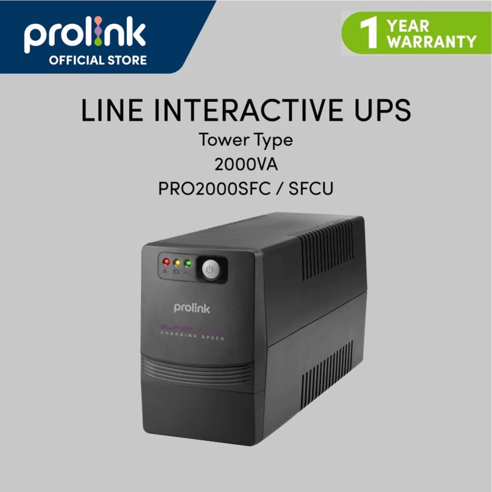 PROLiNK PRO2000SFC UPS 2000VA 1200W Capacity, Single-phase Line-interactive UPS , 8 Universal Sockets , Super-Fast Charging,...