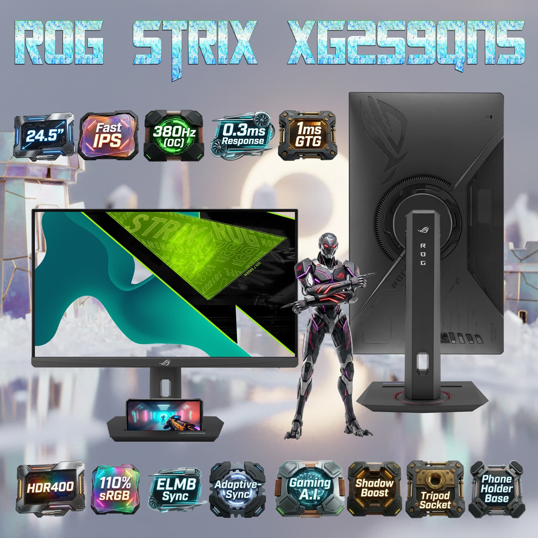 ASUS ROG Strix XG259QNS 24.5-inch FHD 380Hz OC Fast IPS Gaming Monitor