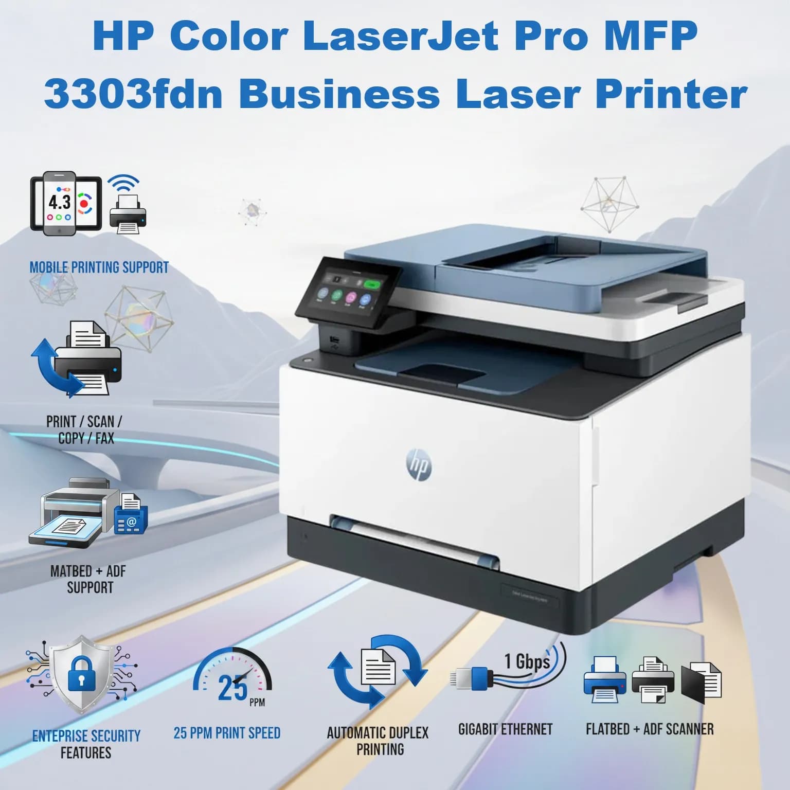 HP Color LaserJet Pro MFP 3303fdn Business Laser Printer With Automatic Duplex Color Printing, Scan, Copy, Fax, 25 PPM, Gigabit...