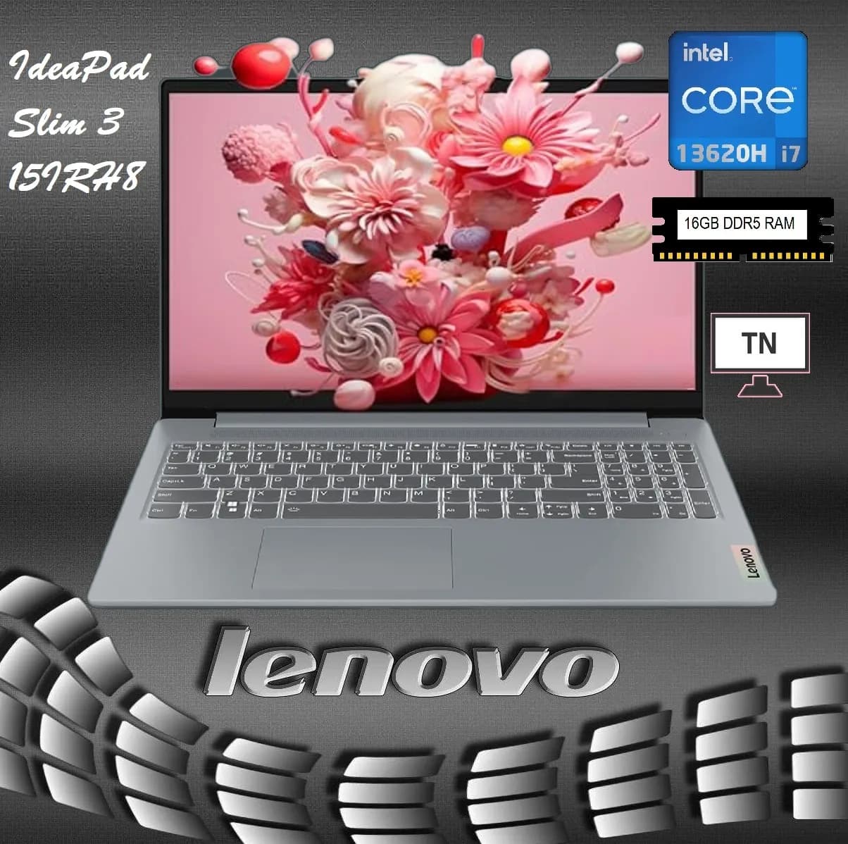 Lenovo IdeaPad Slim 3 15IRH8 Core i7-13620H | 16GB DDR5 RAM, 512GB SSD | Intel UHD Graphics |15.6″ FHD Twisted Nematic Display