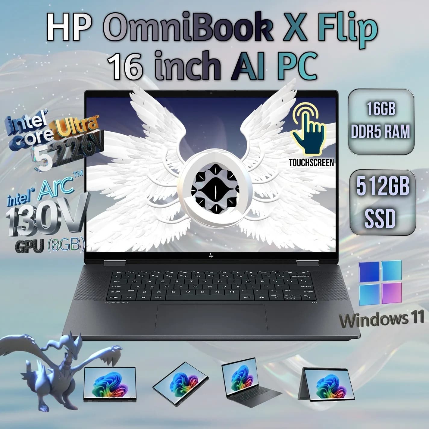 HP OmniBook X Flip AI PC: Intel Core Ultra 5 226V | 16GB DDR5x RAM; 512GB NVMe SSD | Intel Arc 130V GPU