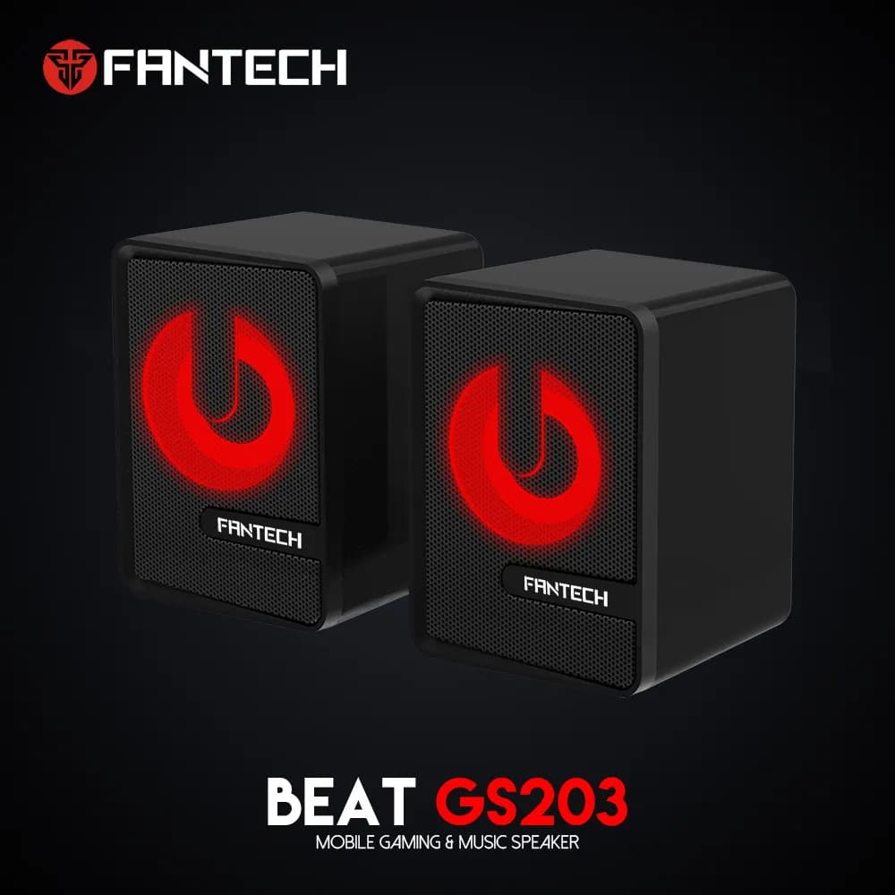 FANTECH Beat GS203 Wired Black Gaming Speaker With 2 x 52mm Drivers, 6W RMS, Bass Resonance Membrane, RGB Lighting, USB + 3.5mm