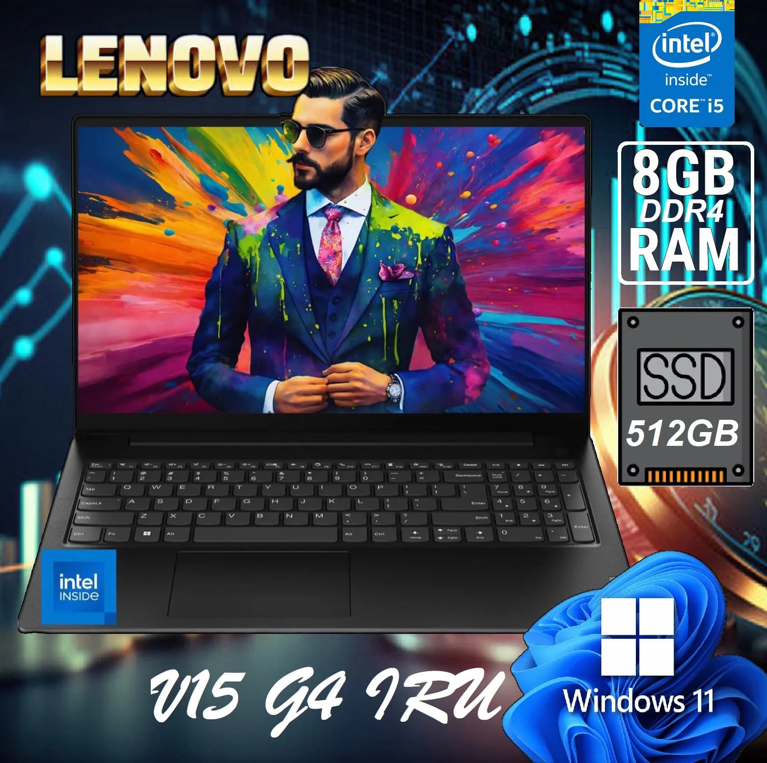 Lenovo V15 G4 IRU Intel Core i5-13420H | 8GB DDR4 RAM; 512GB SSD | 15.6″ FHD IPS Display | Windows 11 Home | Intel UHD Graphics
