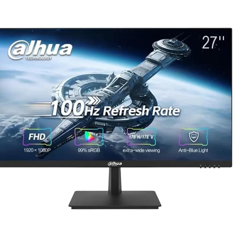 DAHUA 27” FHD VA Monitor 100Hz 5ms; Ultra-Narrow Bezel; 178°H/178°V Extra-wide Viewing Angle; VESA Wall-Mountable