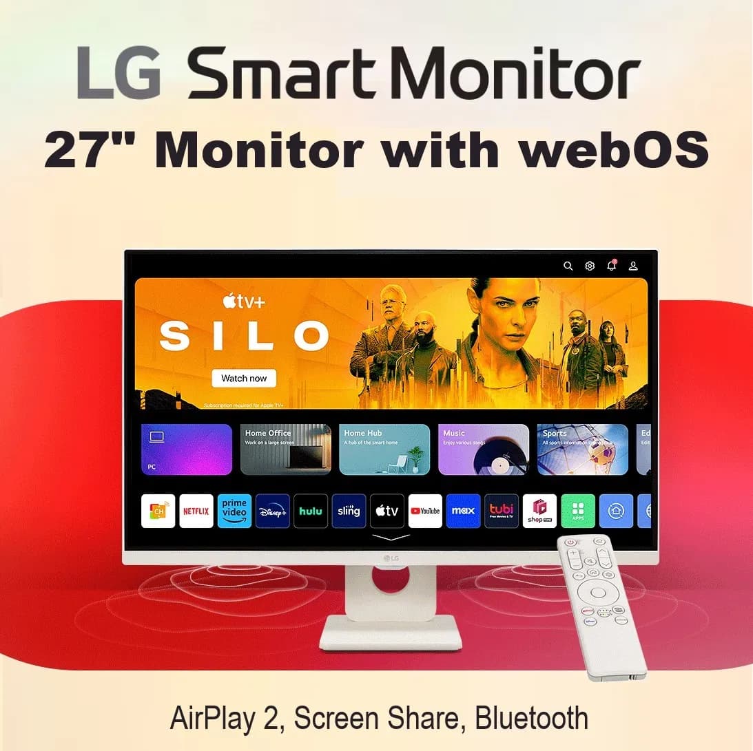 LG 27-Inch Smart FHD IPS Computer Monitor With webOS 23, 100Hz, Built-in Speaker, sRGB 99%, Airplay, Bluetooth