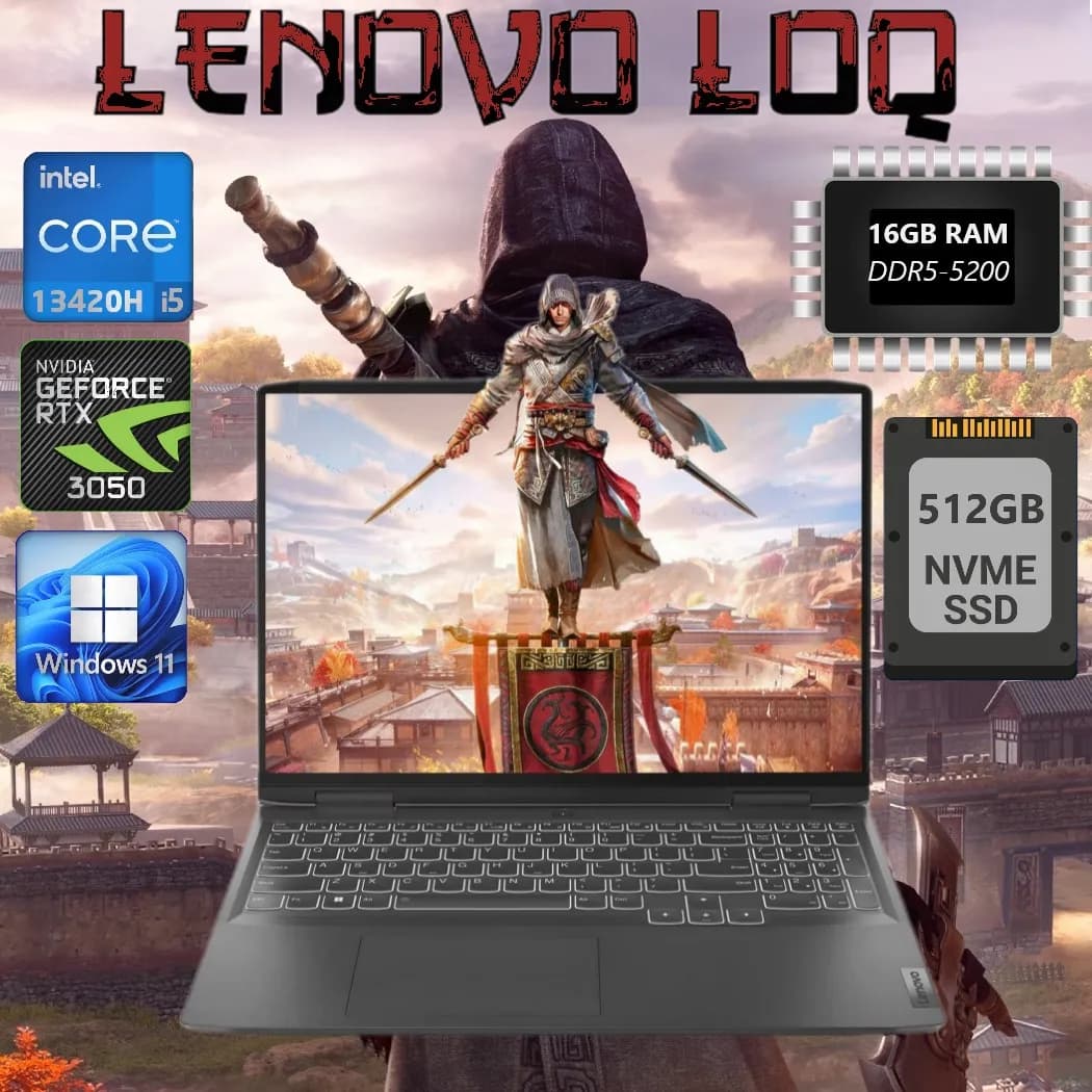 LENOVO LOQ 15IRH8 Intel Core i5-13420H | 16GB RAM DDR5 ; 512GB SSD | RTX 3050 6GB | 15.6″ FHD IPS Display 144Hz | Windows 11