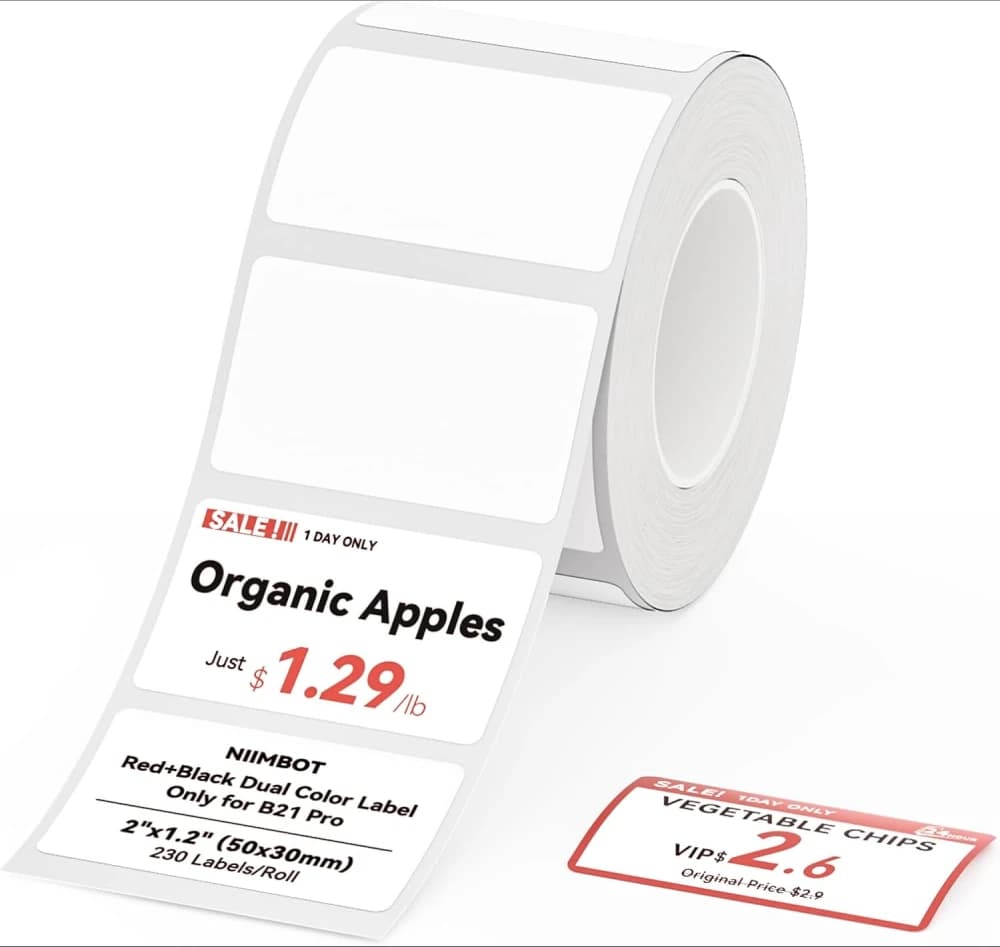 NIIMBOT Labels Barcode Stickers – T50×30-230 Red & Black | T50×30