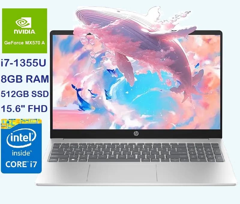 HP Laptop 15-fd0061ne Intel Core i7-1355U | 8GB DDR4 RAM, 512GB NVMe M.2 SSD | NVIDIA GeForce MX570 A