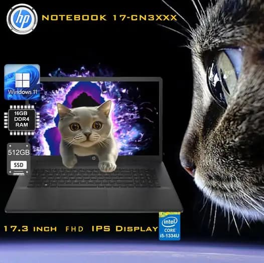 HP NOTEBOOK 17-CN3XXX Intel Core i5-1334U | 16GB DDR4 RAM ; 512GB SSD NVMe | 17.3 inch HD LED Display | Windows 11 | Black