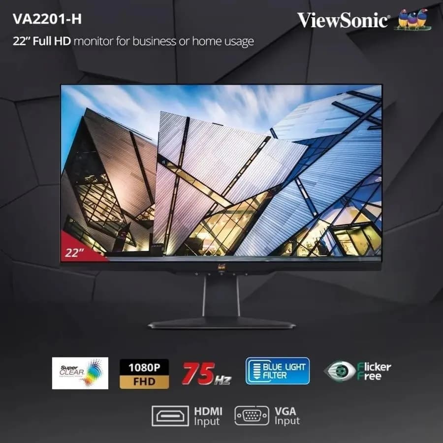 VIEWSONIC 22inch VA 75Hz FHD Monitor ; SuperClear VA-Panel-Technology ; ViewMode Color Rendering Options ; Eye-care Tech ; VGA...