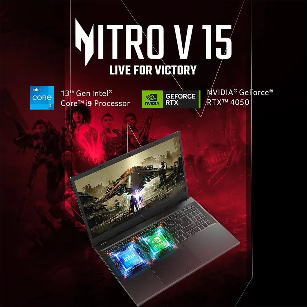 Acer Nitro V Gaming Laptop | Intel Core i9-13900H Processor | 15.6″ IPS FHD 144Hz Display | RAM 32GB DDR5 | 1TB SSD | RTX 4050