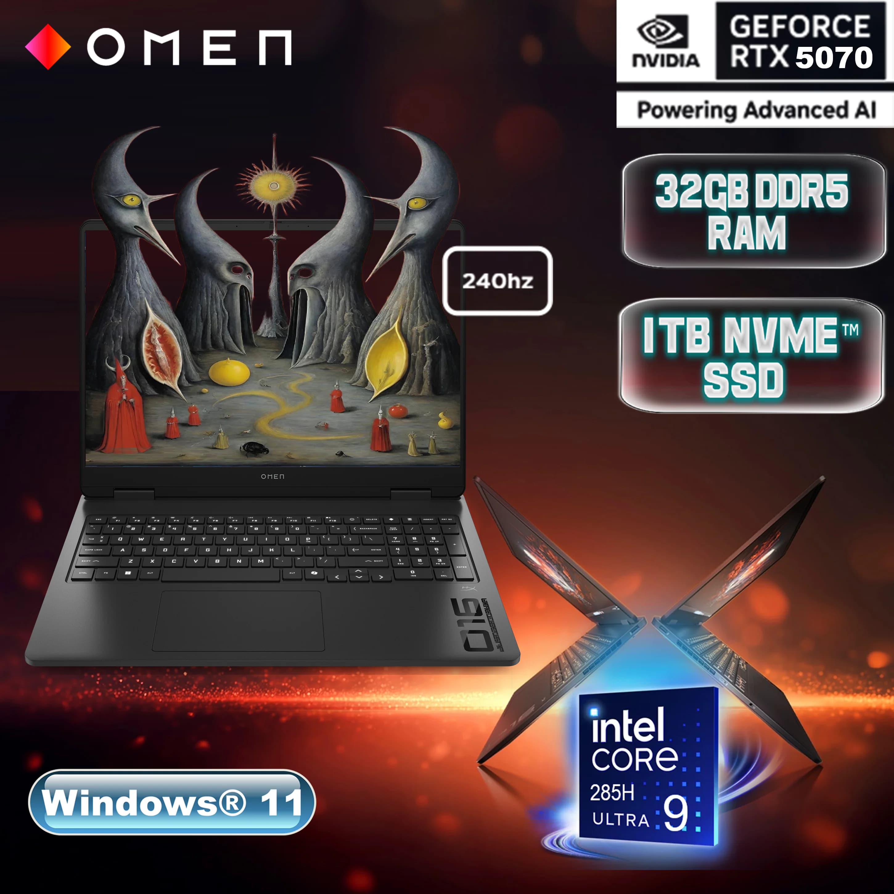 HP OMEN Slim Gaming 16-an000 Intel Core Ultra 9 285H | 32GB DDR5 RAM , 1TB NVMe SSD | RTX 5070 ,8GB