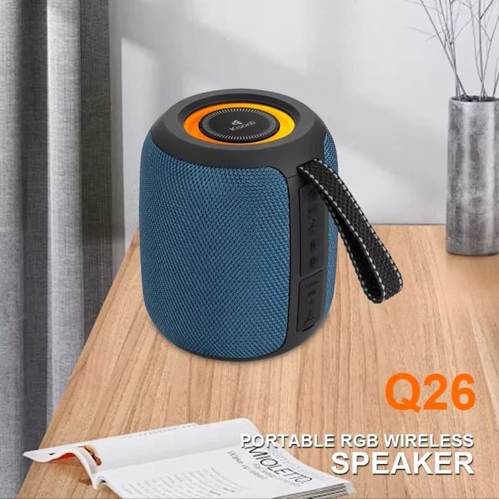 KISONLI Q26 RGB Music Speaker Blue | 10W Portable Bluetooth Speaker | 1200mAh Battery | RGB Lighting | Memory Card Support