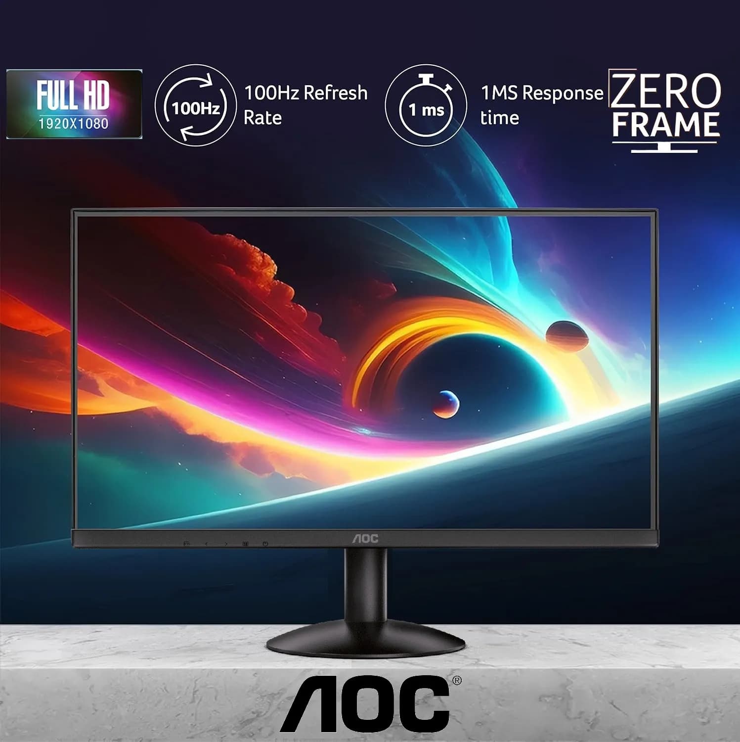 AOC 22B30HM2 21.45 Inch Full HD Monitor, VA Panel, 100Hz, HDMI, 1ms, 3-Sided Frameless , Adaptive Sync, Low Blue Light Mode,...