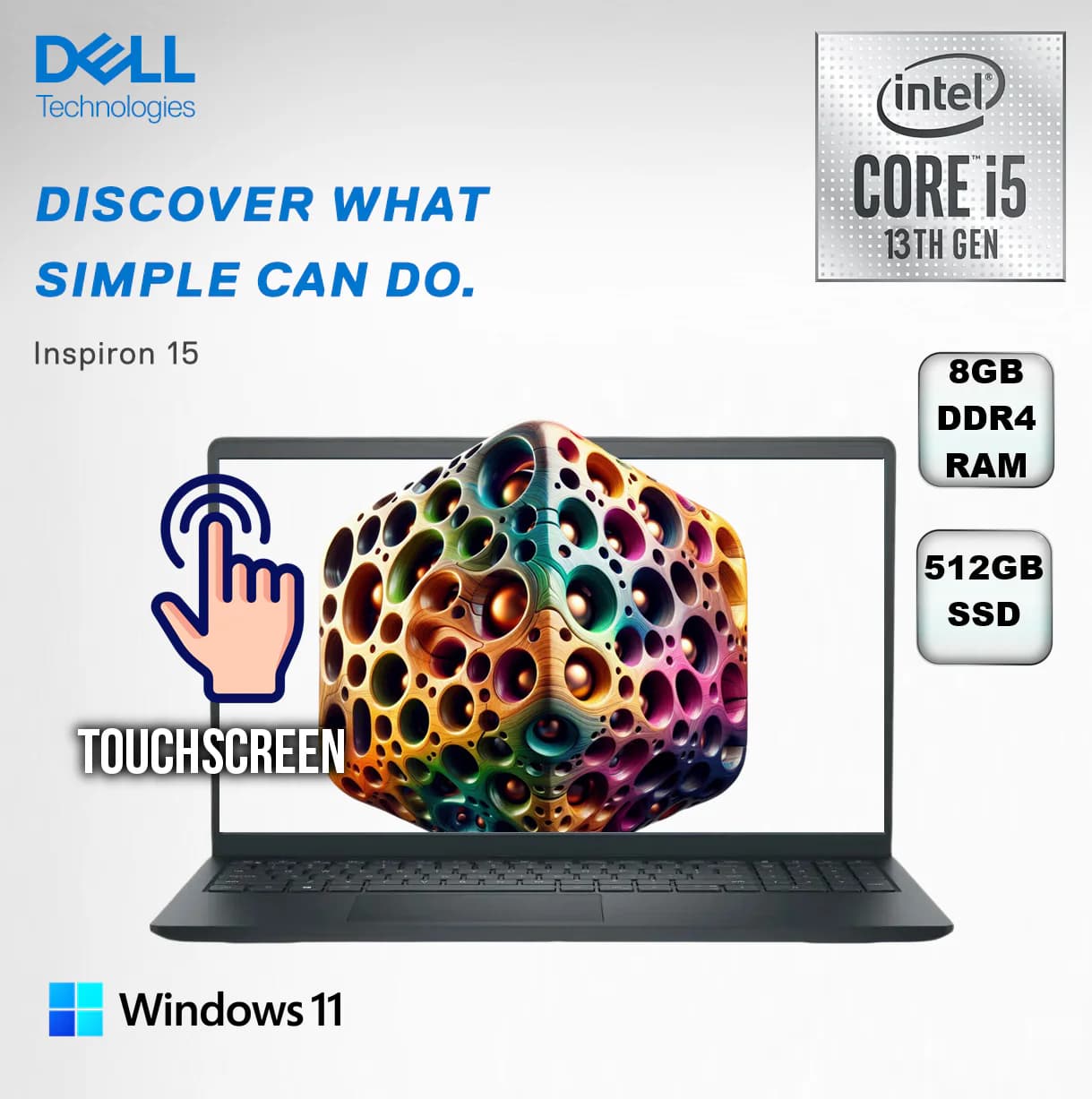 Dell Inspiron 15 3530 Intel Core i5-1334U | 8GB DDR4 RAM; 512GB NVMe SSD | Intel UHD Graphics | 15.6″ Full HD IPS TouchScreen