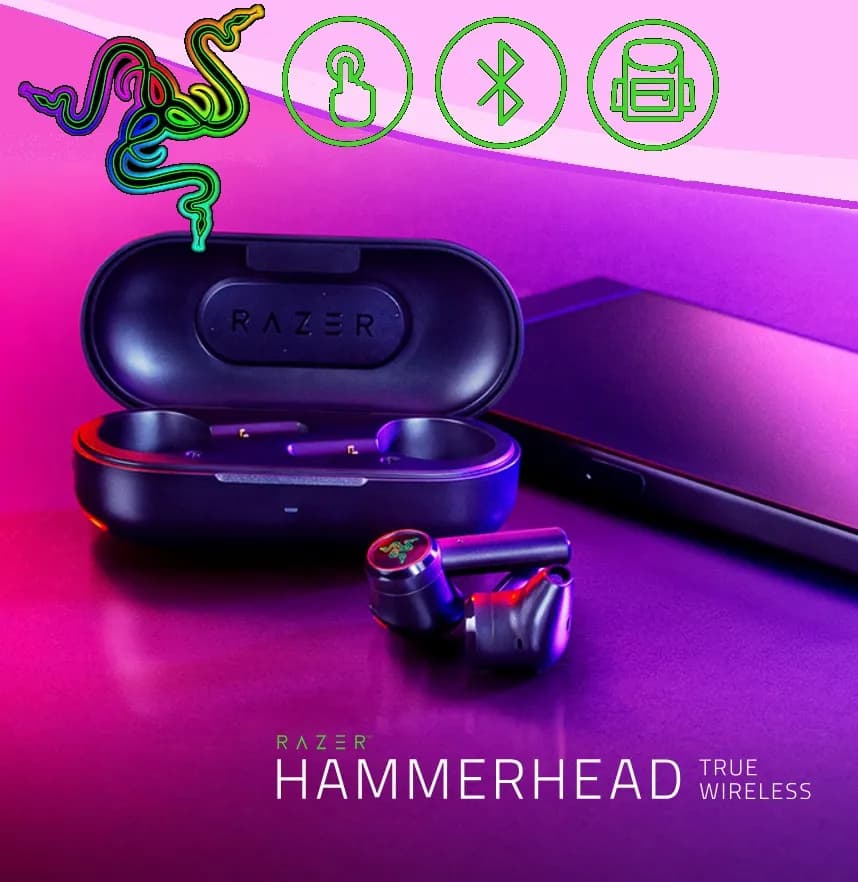 Razer Hammerhead True Wireless Bluetooth Gaming Earbuds: 60ms Low-Latency