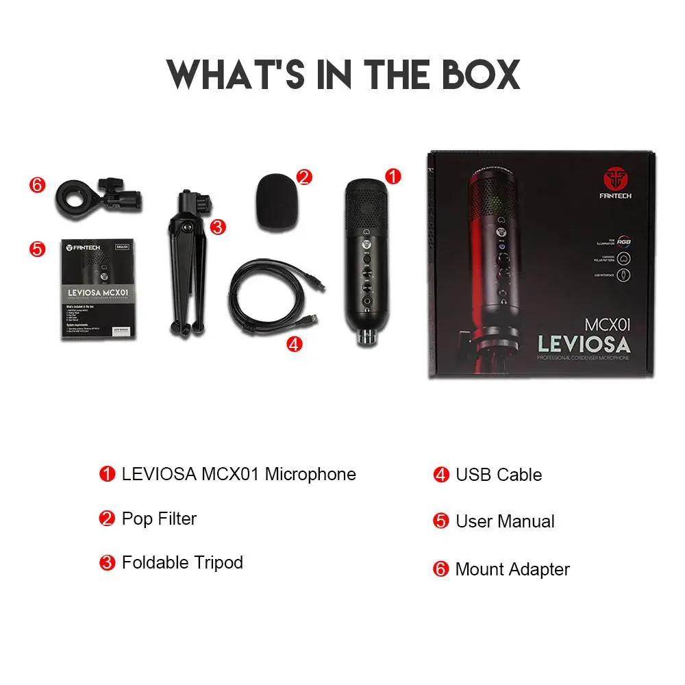 Fantech MCX01 Leviosa Professional Condenser STREAMING Microphone 2
