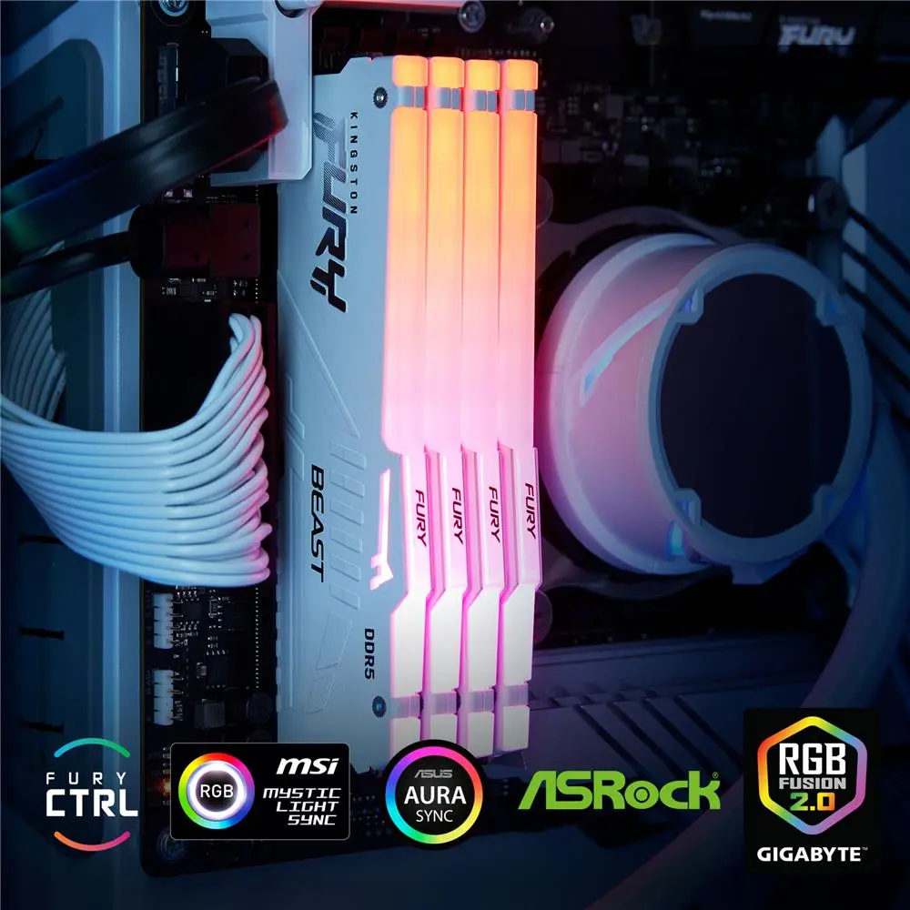 Kingston FURY Beast White 16GB 5600MT/s CL40 DDR5 XMP DIMM | Overclocking | Plug N Play | Intel XMP 3.0 | Single Module 4