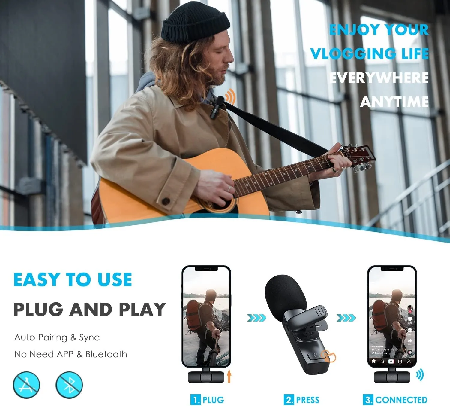 REMAX K10 2.4GHz Wireless Lavalier Microphone Lightening Connector One-to-Two Live-Stream Voice Recording True Noise Reduction... 8