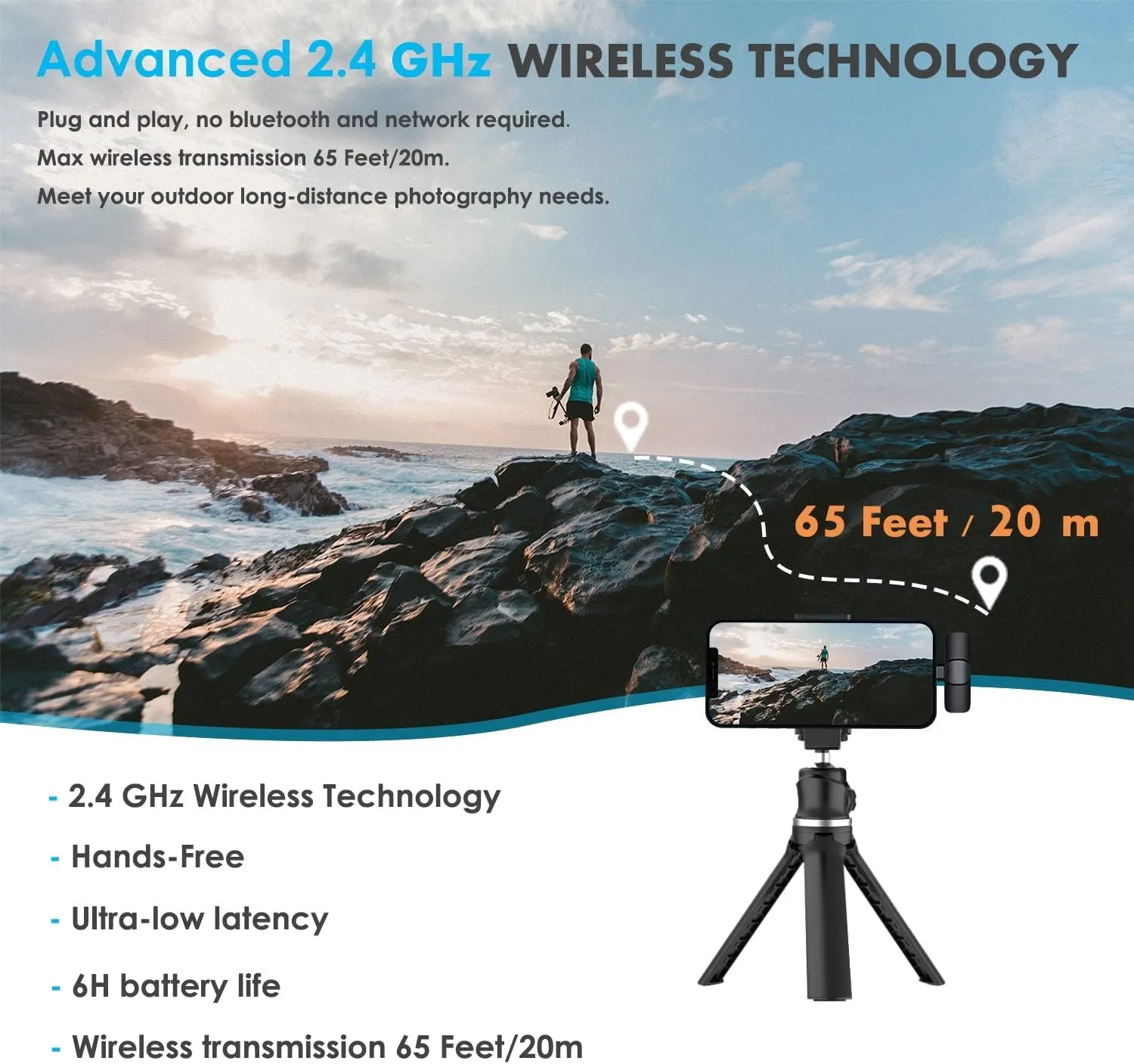 REMAX K10 2.4GHz Wireless Lavalier Microphone Lightening Connector One-to-Two Live-Stream Voice Recording True Noise Reduction... 6