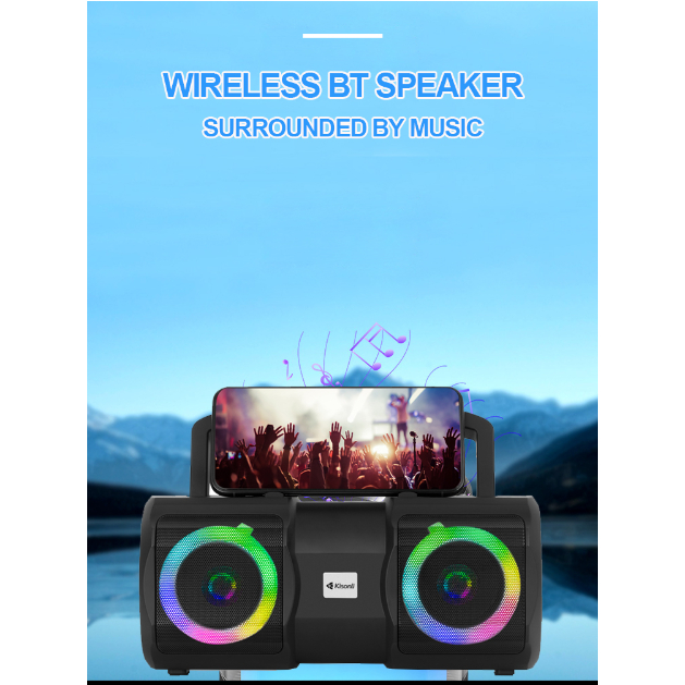 Kisonli K1 Portable Bluetooth 5.0 Bass Stereo Speaker | 9 RGB Light Modes 9