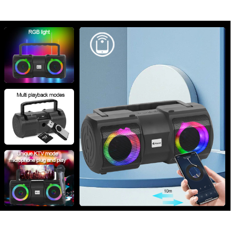 Kisonli K1 Portable Bluetooth 5.0 Bass Stereo Speaker | 9 RGB Light Modes 5