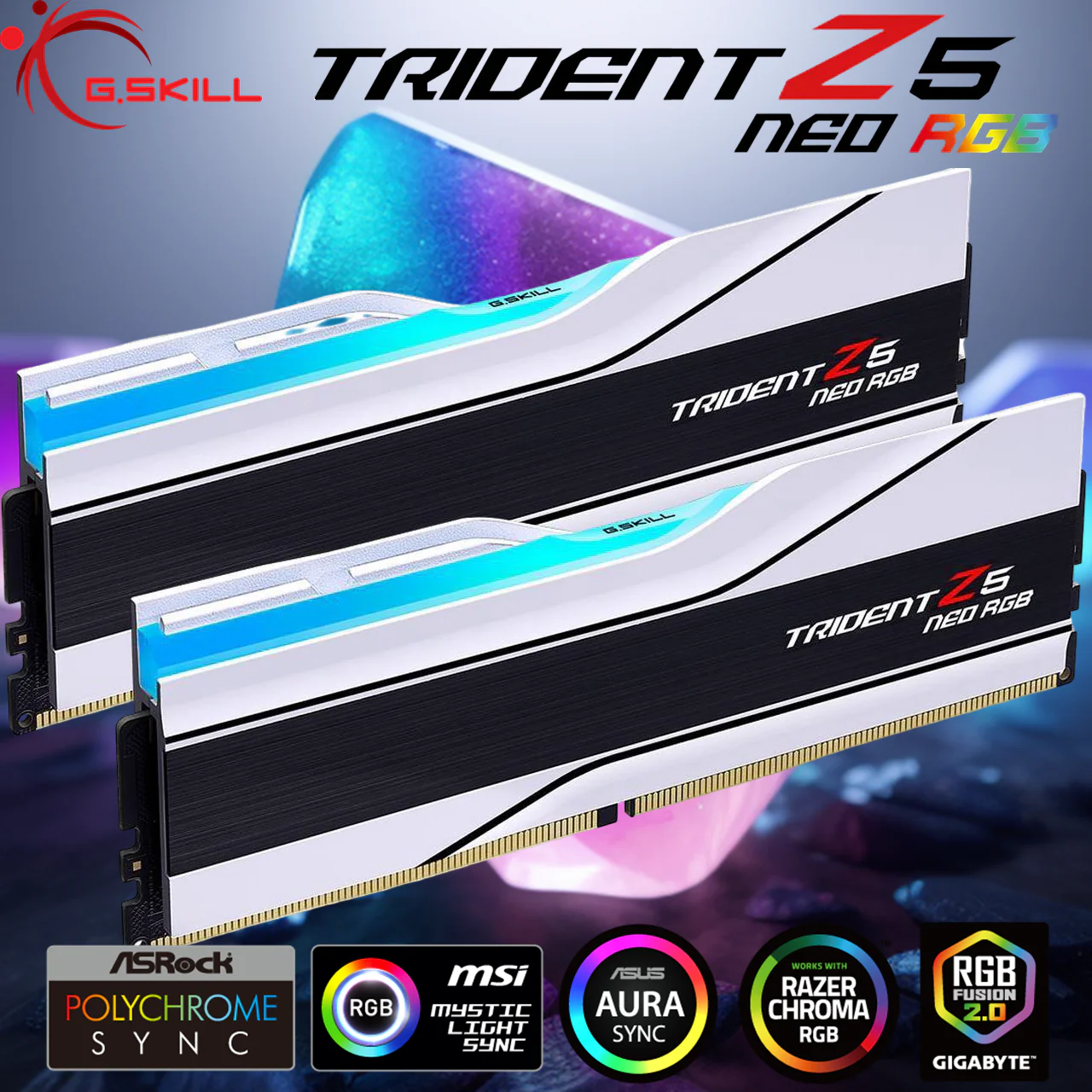 G.SKILL Trident Z5 Neo RGB Series DDR5 RAM 64GB Kit (2X 32GB) 6000MT/s CL36 1.35V (PC5 48000) , AMD Expo & Intel XMP 3.0 Desktop Computer Memory U-DIMM | Matte White F5-6000J3636F32GX2-TZ5NRW 2