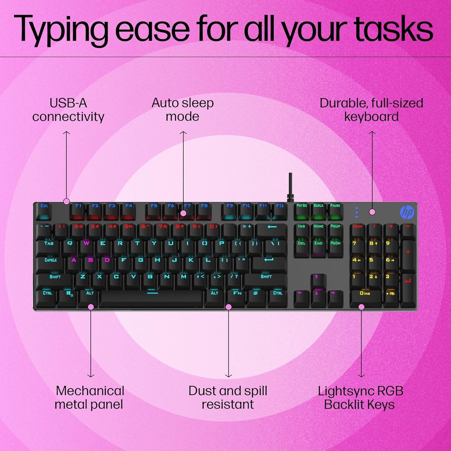 HP RGB MECHANICAL GAMING KEYBOARD GK400F WIRED 7