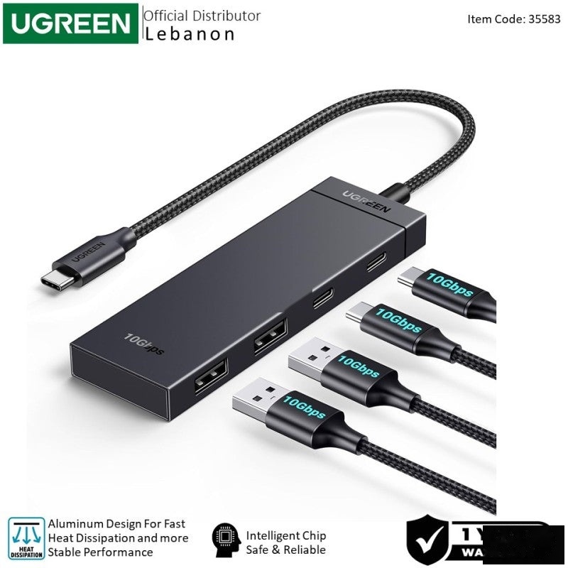 UGREEN USB-C Hub with 2 USB 3.2 Ports and 2 USB-C 3.2 Ports, Power Delivery, Up to 10Gbps Transfer Speed - CM806 35583