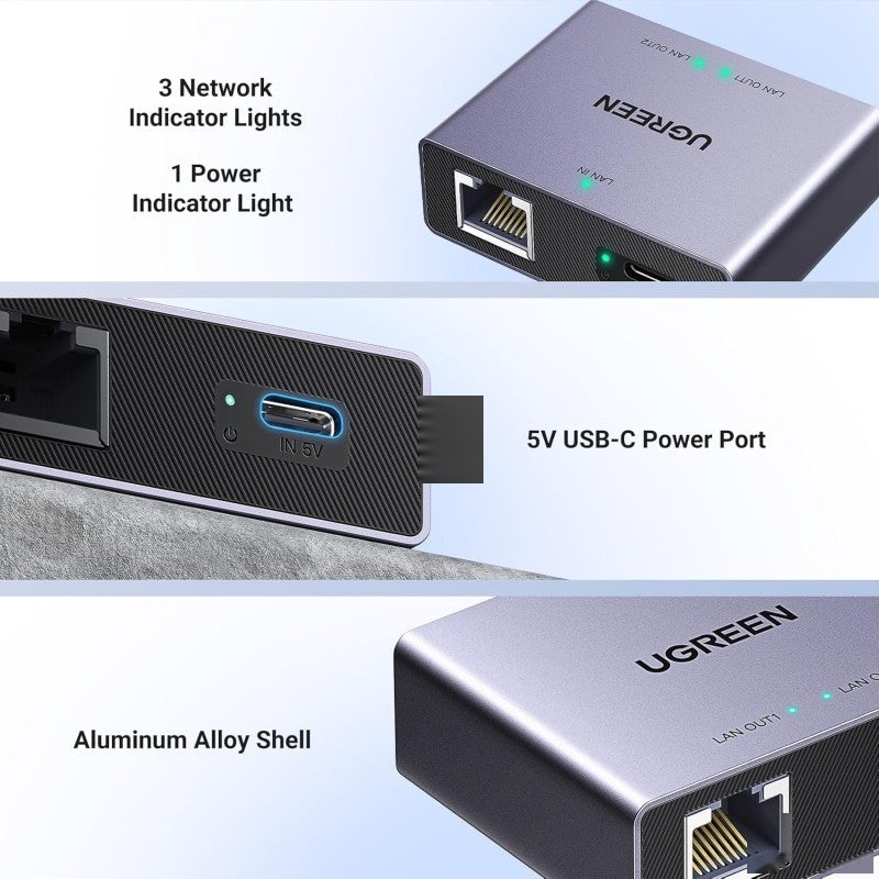 UGREEN Gigabit Ethernet Splitter 1 TO 2 up to 100meter transmission without signal loss - NW301 45311 4