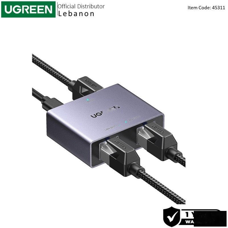 UGREEN Gigabit Ethernet Splitter 1 TO 2 up to 100meter transmission without signal loss - NW301 45311