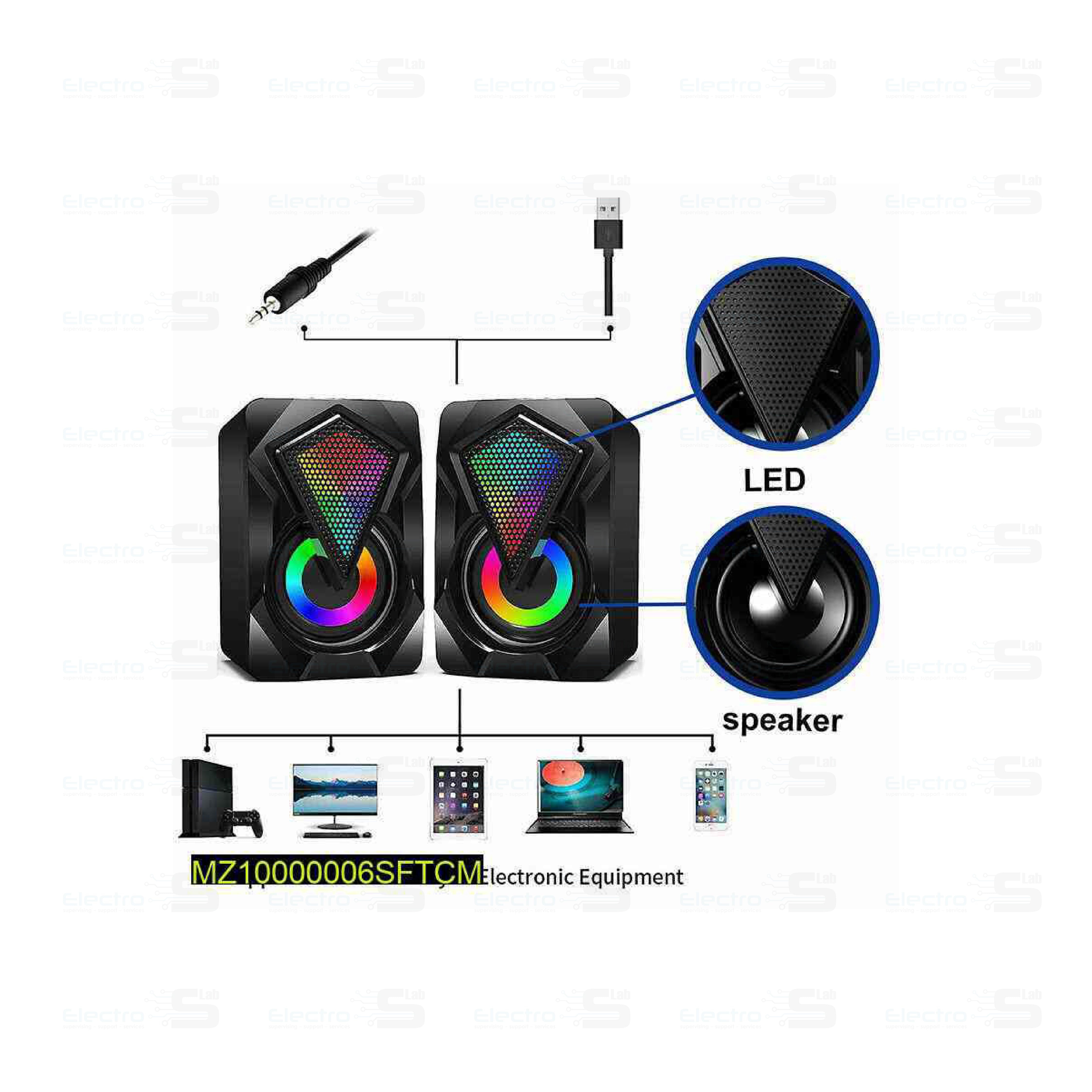 Speaker Kisonli L-9090 2 Pieces RGB 2 * 3W 2