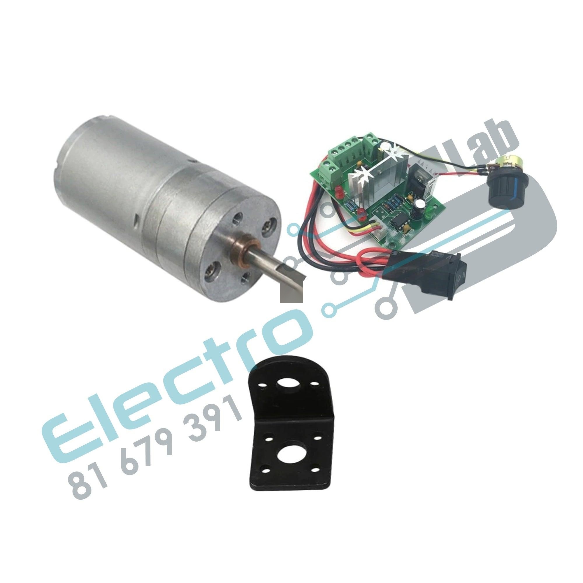 280RPM 12V Geared Motor  JGA25-370 + Bracket + Speed Controller