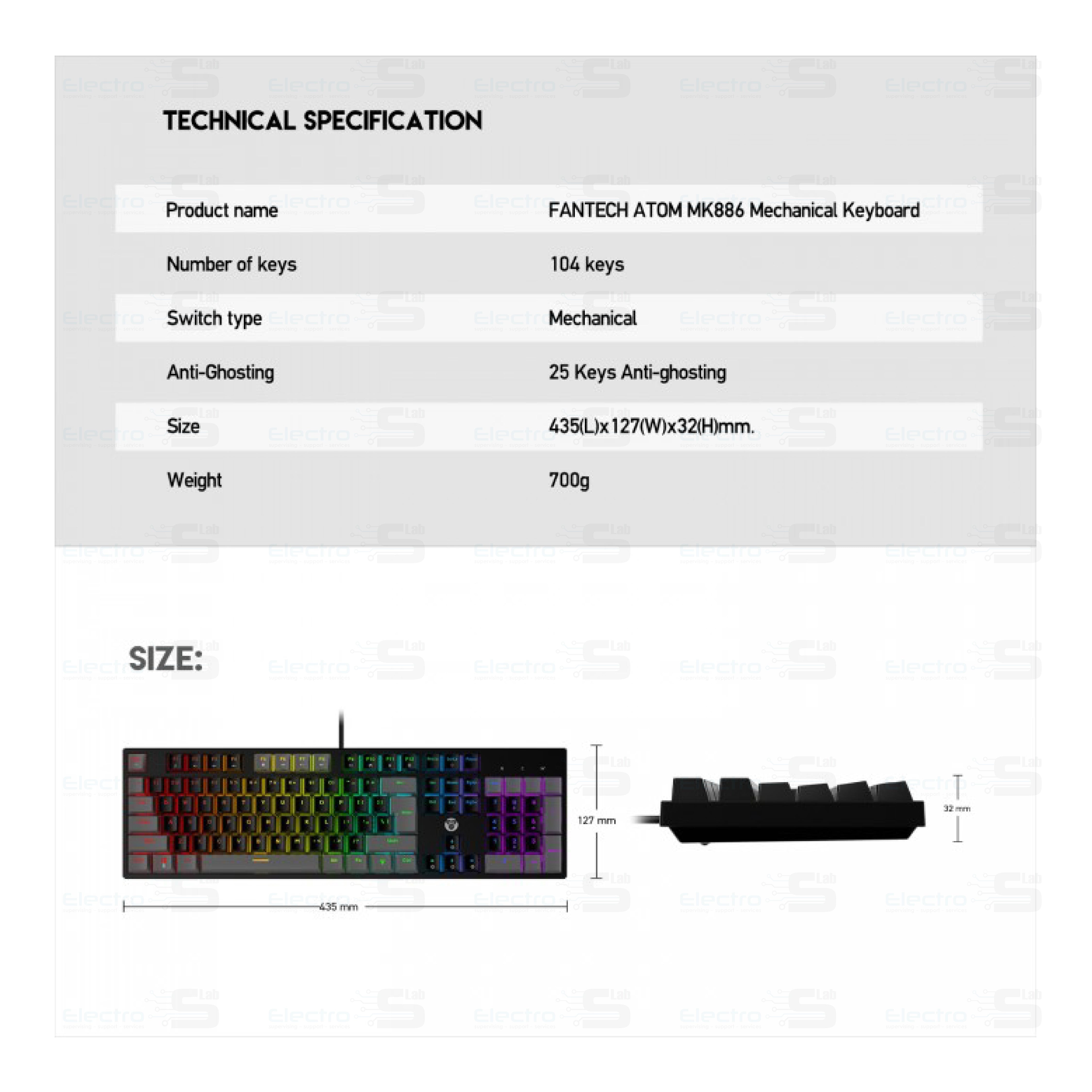 Keyboard Wired Fantech Atom MK886 Mechanical RGB 2