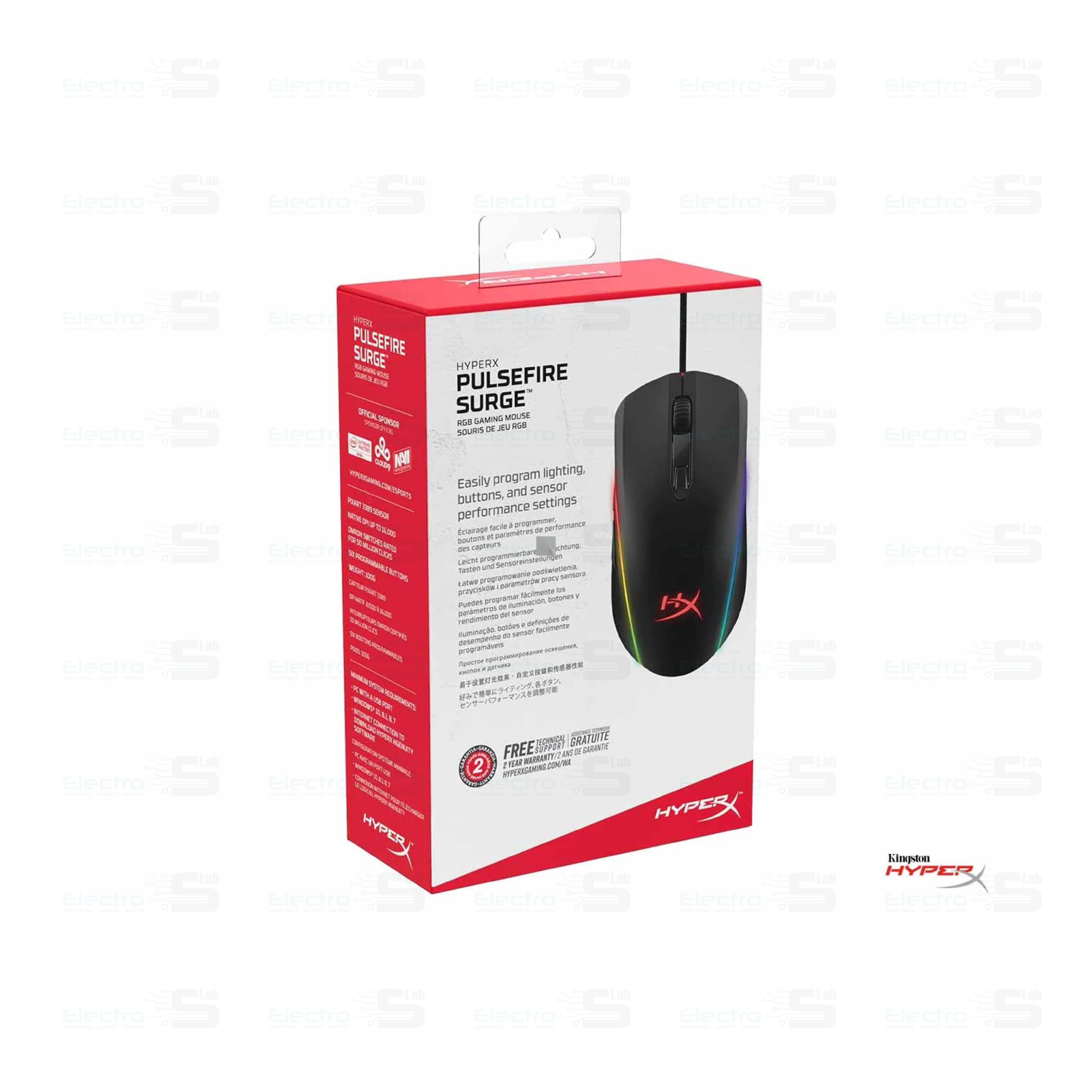 MOUSE HYPERX PULSEFIRE SURGE GAMING 100G UP TO 16000DPI RGB NGENUITY 4