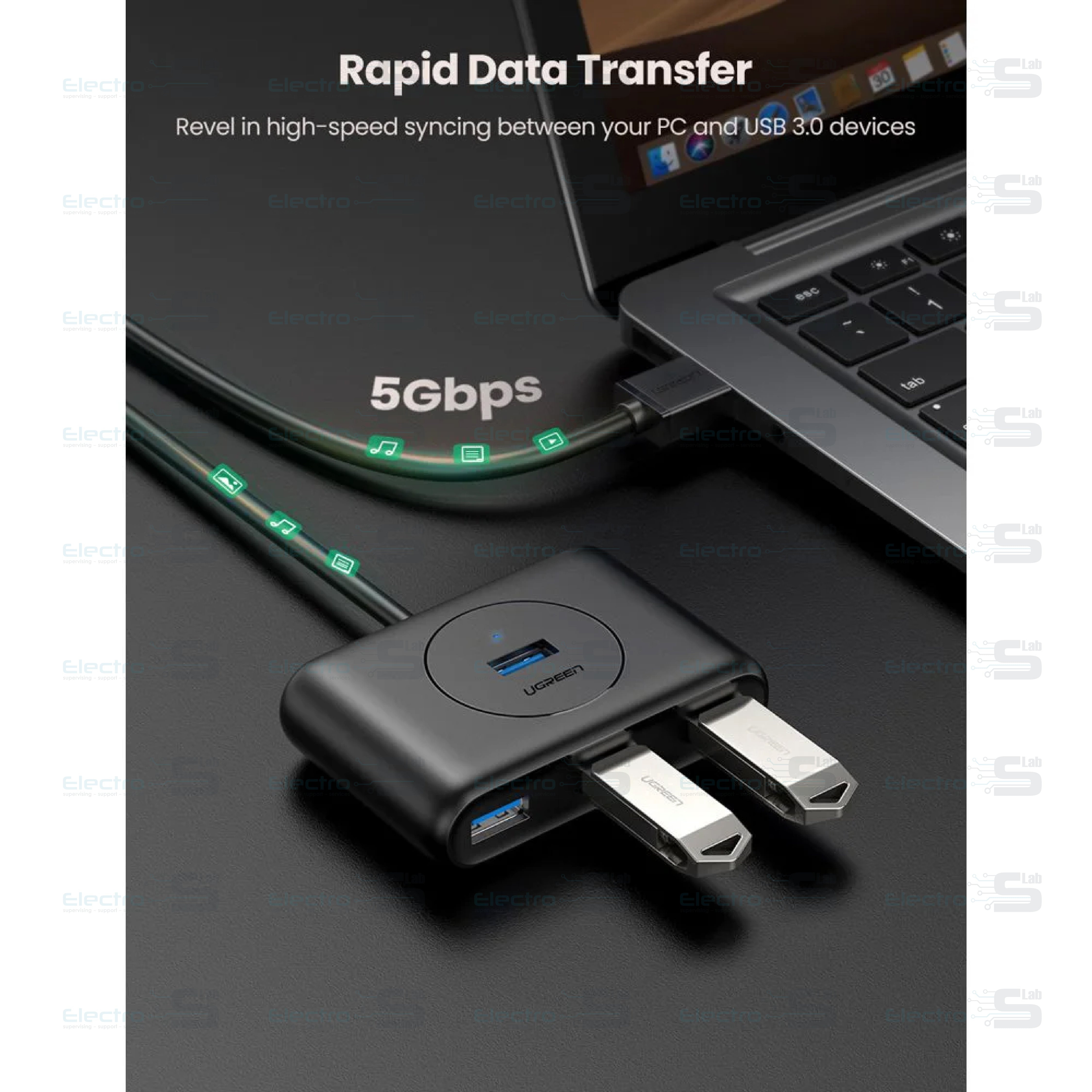 USB 3.0 4 PORTS HUB UGREEN CR113-20291 4