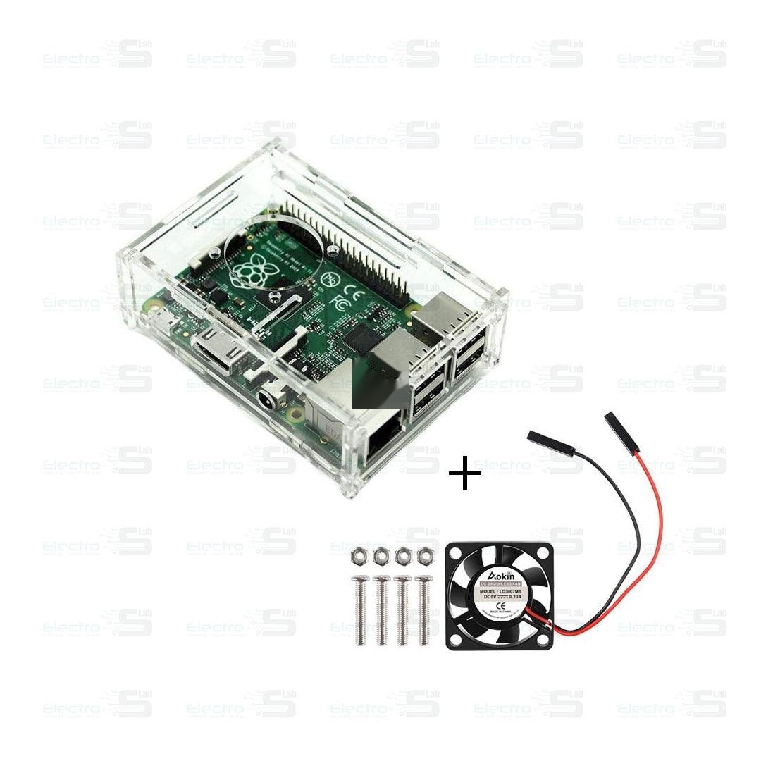 Raspberry Pi 3 Acrylic Case Transparent Box Cover Shell + Cooling Fan